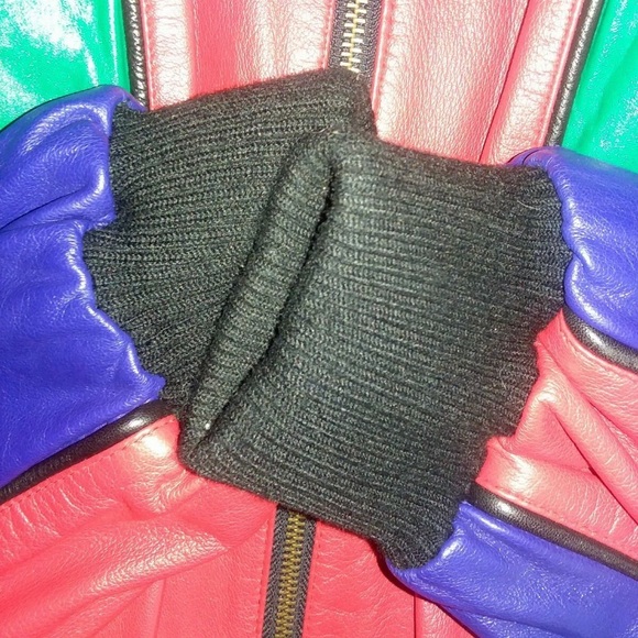 💎ViNTaGe💎MiCHaeL HoBaN CoLoRBLoCK 🔵🔴🟡 LeaTHeR JaCKeT 🧥 - Picture 4 of 6